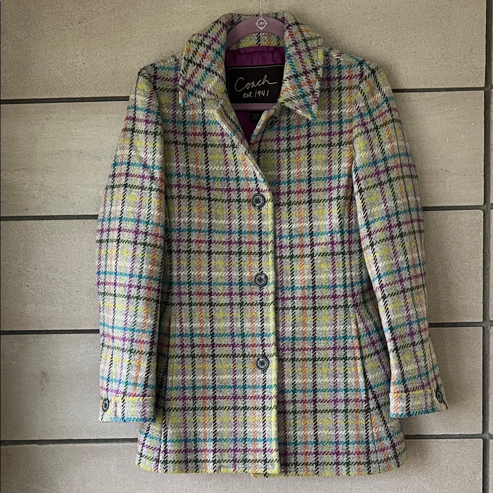 🎉Host Pick!🎉Coach 100% Wool Plaid Women's Pea Coat